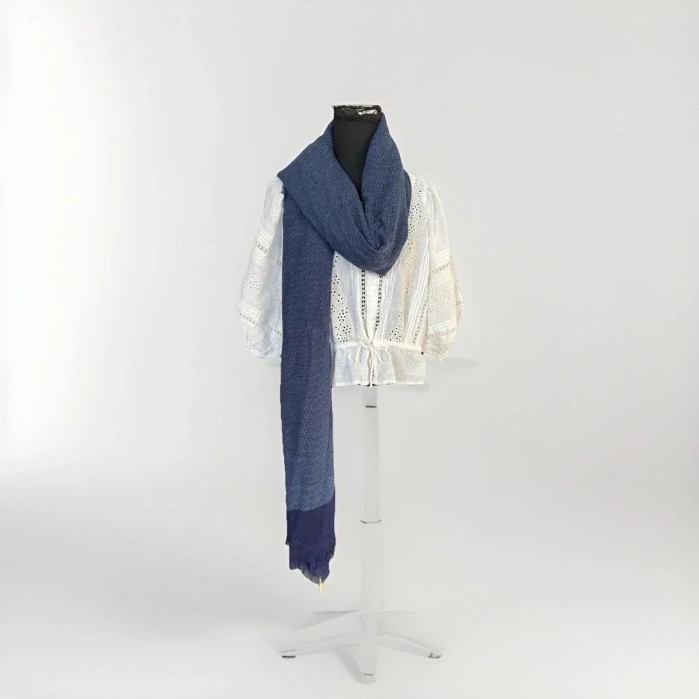 Collection 18 Blue Texture  Scarf 100% In The Colors Of Blue‎ Tone